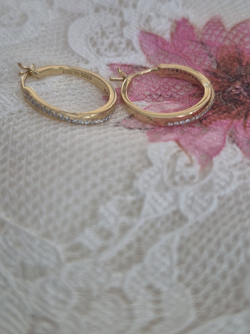 Gold Pavé Hoop Earrings with 0.004ct